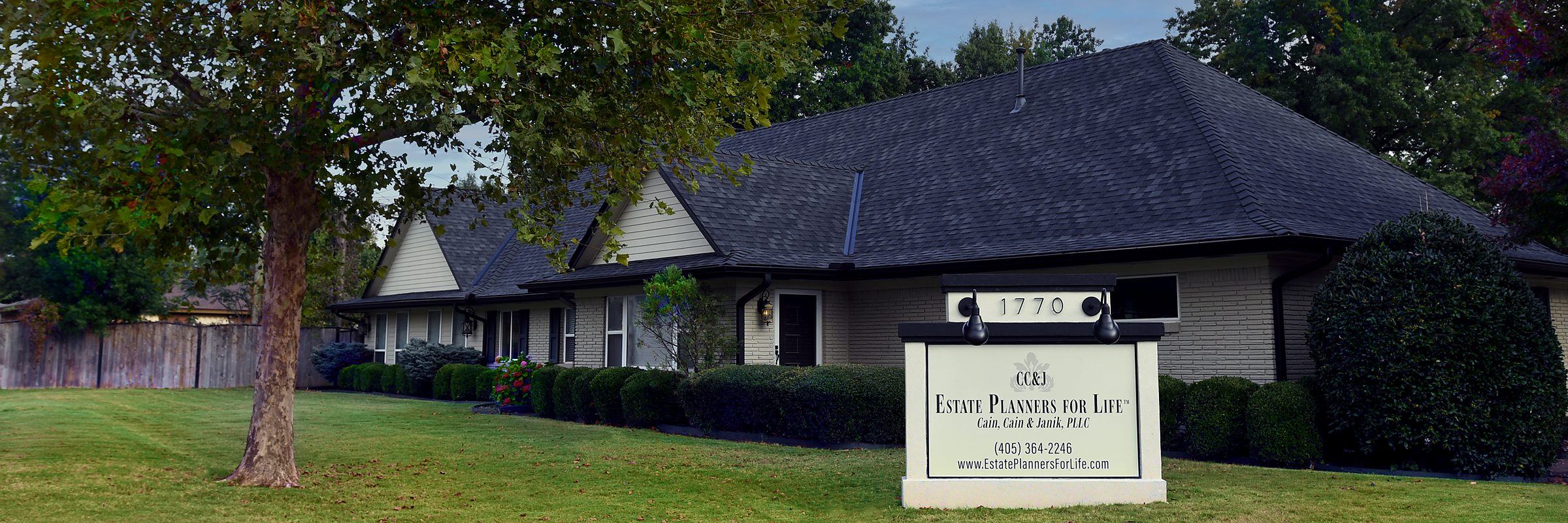 The Estate Planners for Life office at 1770 West Main Street in Norman, the Estate Planners for Life sign on the lawn