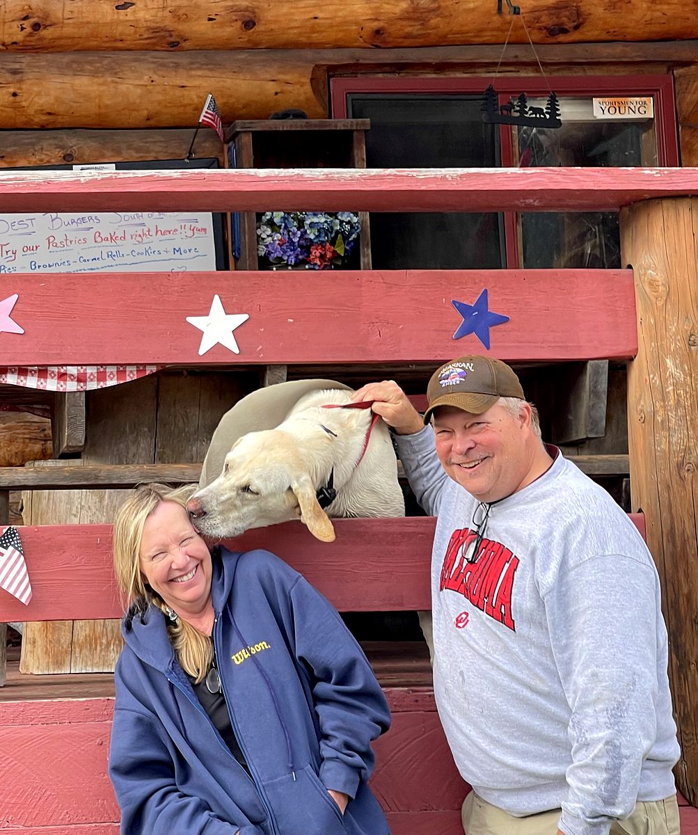 Tamara and Marty at the cabin, a photograph from Tamara Cain&rsquo;s own collection