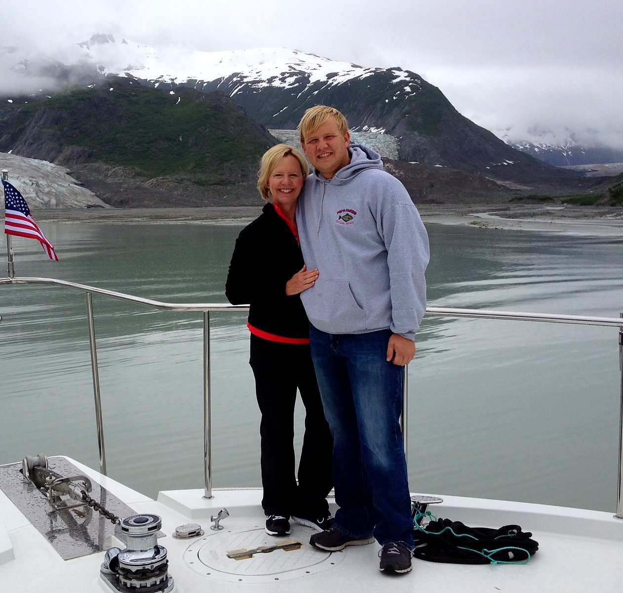 Tamara and her son on the water, a photograph from Tamara Cain&rsquo;s own collection